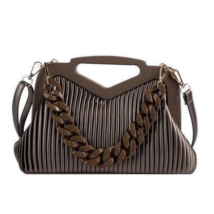 Triangle Handbag Pleated Shoulder Bag Clutch Purses Crossbody Bags 28*19*11 CM