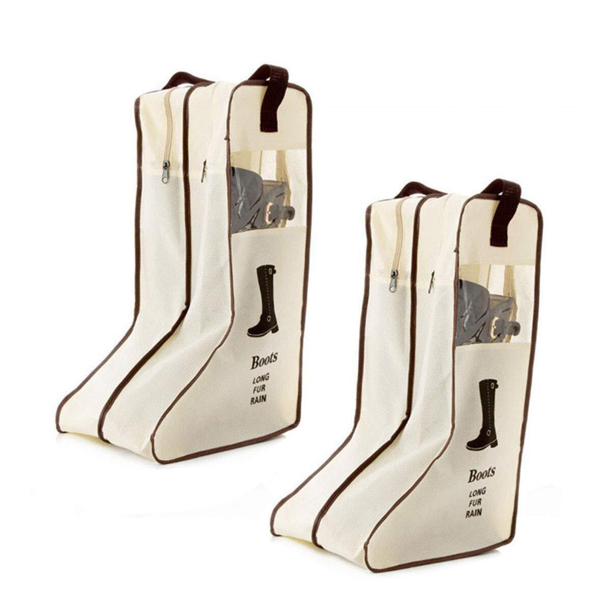 Portable Tall Boots Storage Bags|2 Packs Dust-proof Boot Carry Bag Beige