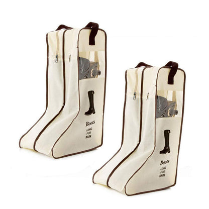 Portable Tall Boots Storage Bags|2 Packs Dust-proof Boot Carry Bag Beige