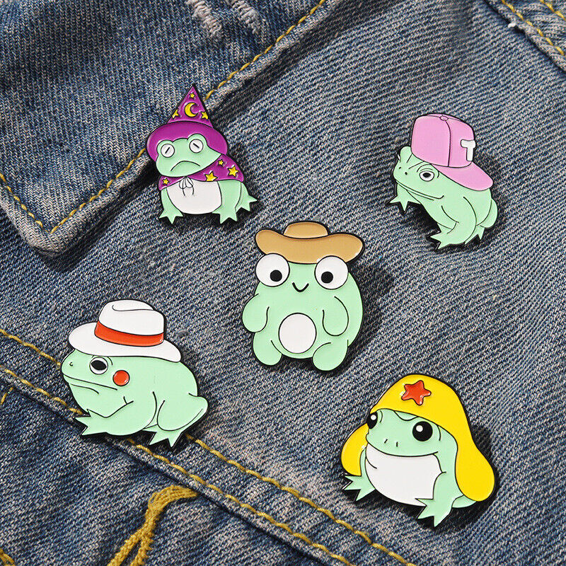 5 Style Cartoon Frog Enamel Pin Custom Hat Brooch Lapel Pin Badge Jewelry Gift