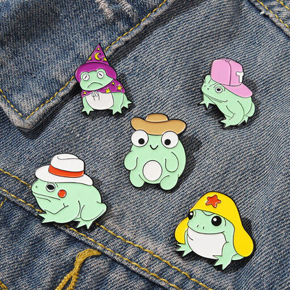 5 Style Cartoon Frog Enamel Pin Custom Hat Brooch Lapel Pin Badge Jewelry Gift