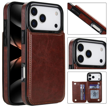 For iPhone 17/16 Pro Max/15/14/13/12 Leather Card Holder Wallet Phone Case