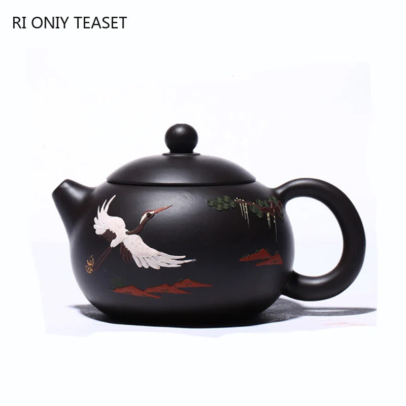 200ml Boutique Yixing Purple Clay Teapots Raw Ore Black Mud Xishi Tea Pot Zisha