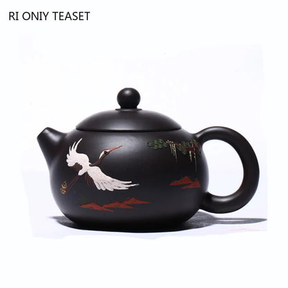 200ml Boutique Yixing Purple Clay Teapots Raw Ore Black Mud Xishi Tea Pot Zisha