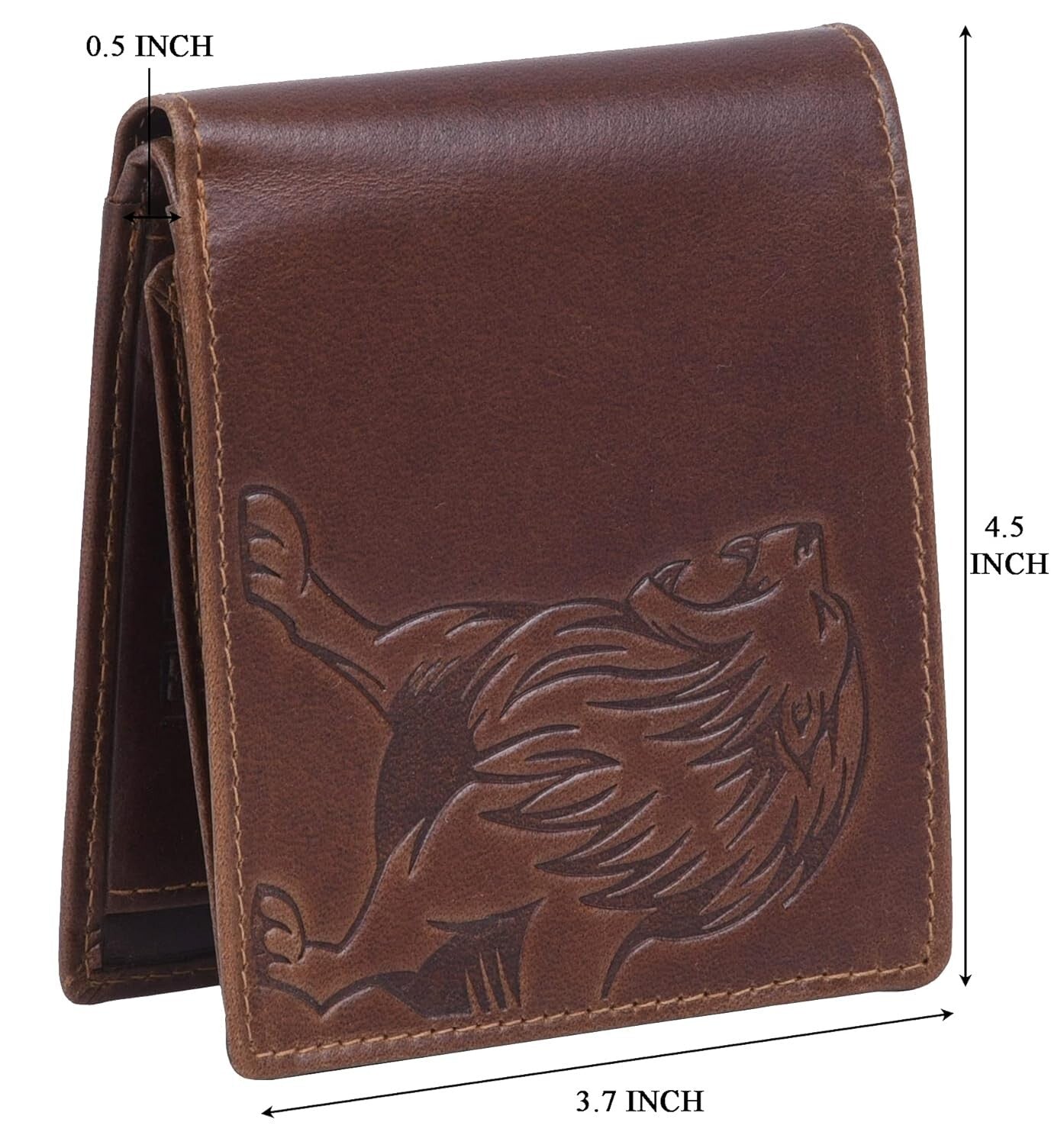 New Caramel Brown Bi-Fold Leather Men's Wallet RFID Protection Gift Item