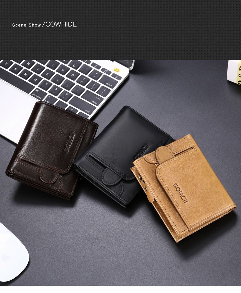 Vintage Genuine Leather Wallet Credit Card Id Holder Zipper Purse RFID Card Bag