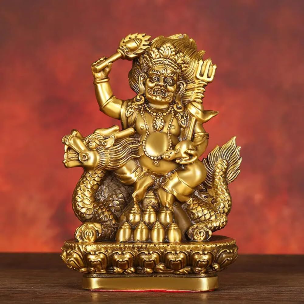 16cm Chinese Copper God of Wealth Ornaments Buddha Statue Home Bronze Statue