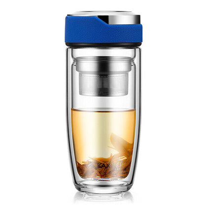 Double Layer Glass Water Bottle Transparent Bottles Stainless Steel Tea Infuser