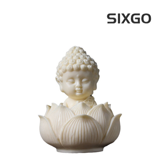 Miniature Tagua Carving Buddha Lotus Bottom Statuette Office Decoration Tea Pet