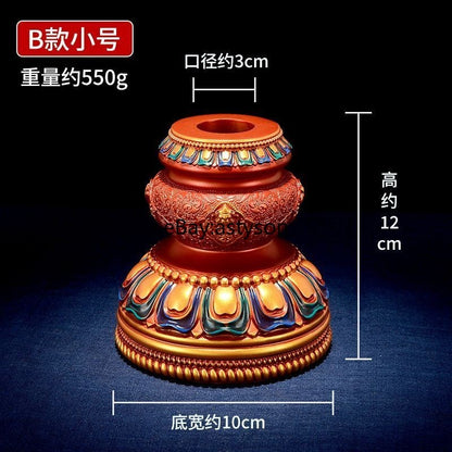 Tibetan Style Eight Auspicious Patterns Resin Hand Cranked Rotating Base