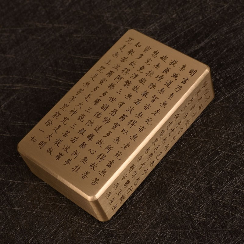 New Solid Brass Carved Heart Sutra Paperweight Table Buddhism Decor