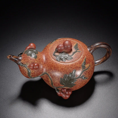 Chinese Yixing Zisha Clay Handmade Exquisite Teapot （福禄 底款：蒋蓉）