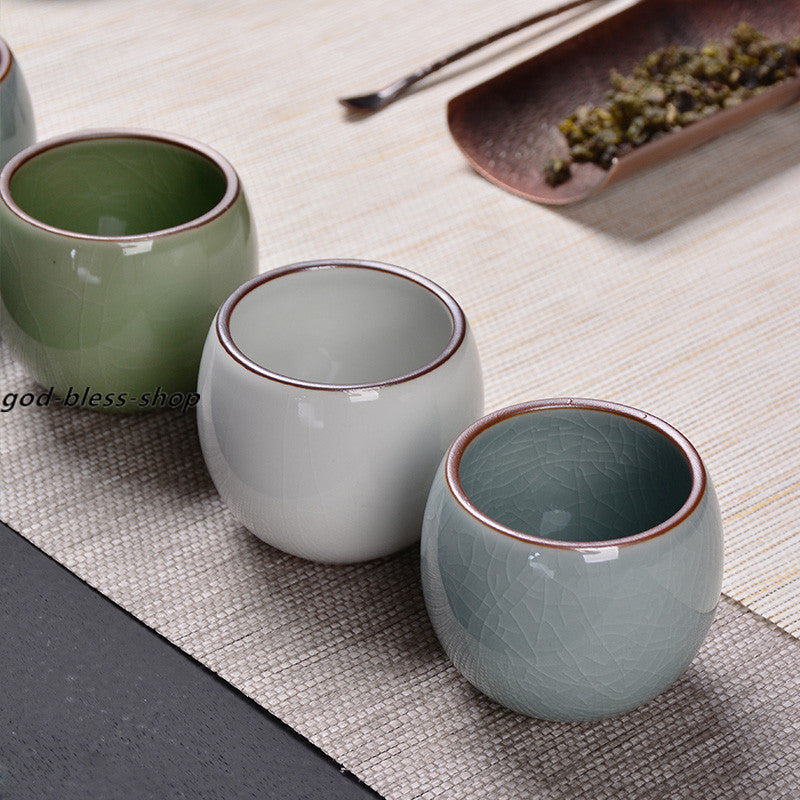Crackle Glaze Porcelain Tea Cup 80ml Chinese Kungfu Tea Cup Ceramic Geyao Cups