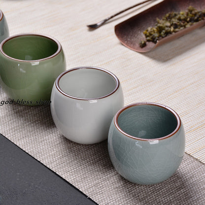 Crackle Glaze Porcelain Tea Cup 80ml Chinese Kungfu Tea Cup Ceramic Geyao Cups