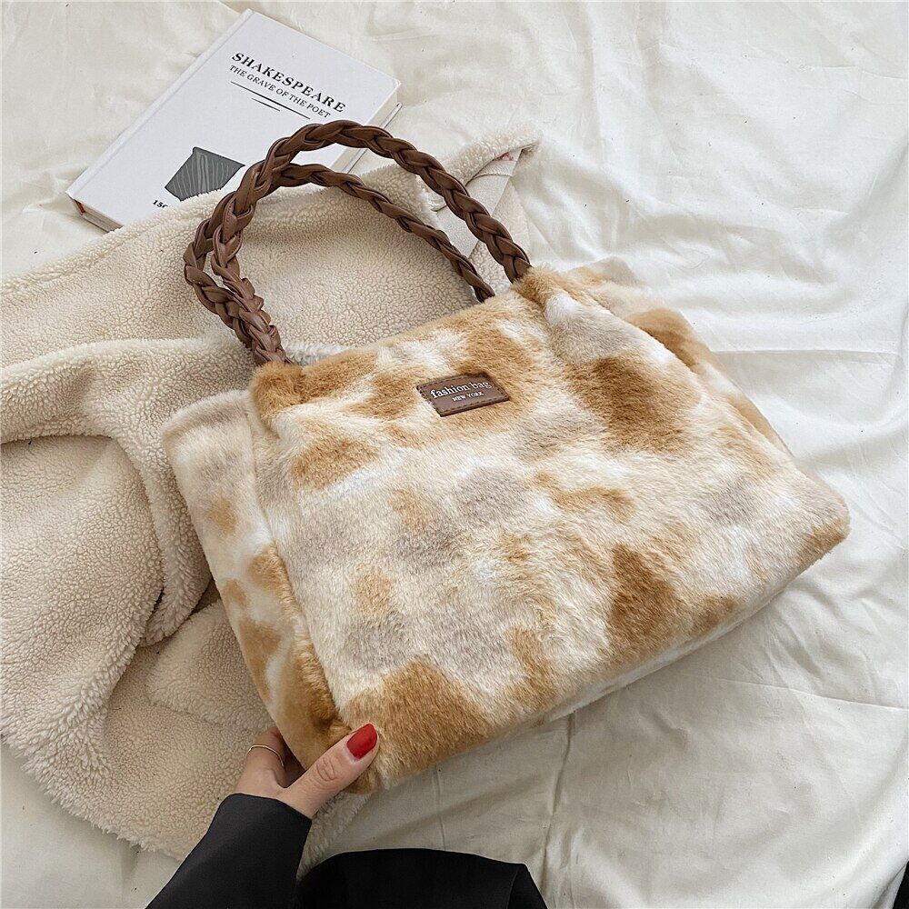 Faux Fur Plush Tote Bags Women Shoulder Bag Shopper Ladies Handbag