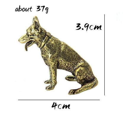 Lucky Dog Brass Animal Statue Small Sculpture Tabletop Figurine Home Decor Gifts