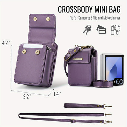 For Samsung Galaxy Z Flip 7 6 5 4 Case Crossbody with RFID Blocking Card Holder