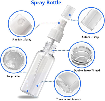5PCS 30/60ML Travel Spray Bottle Plastic Transparent Perfume Empty Atomizer USA