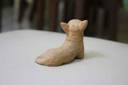 3.34" Resin Chihuahua Brown DOG Hand Painted Figurine Statue Mini Pet Toy Gift