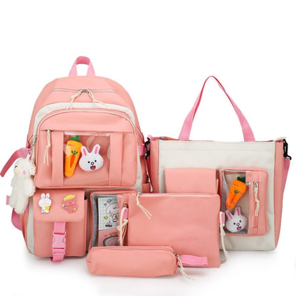 4 in 1 Piece Set Backpacks Waterproof Canvas Schoolbag Fashion School Students