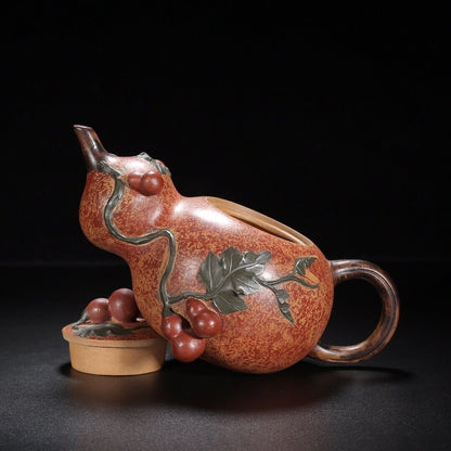 Chinese Yixing Zisha Clay Handmade Exquisite Teapot （福禄 底款：蒋蓉）