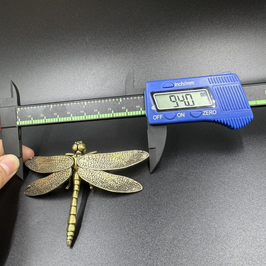 Solid Brass Dragonfly Figurine Hollow Wings Insect Decor Brass Art Collectible