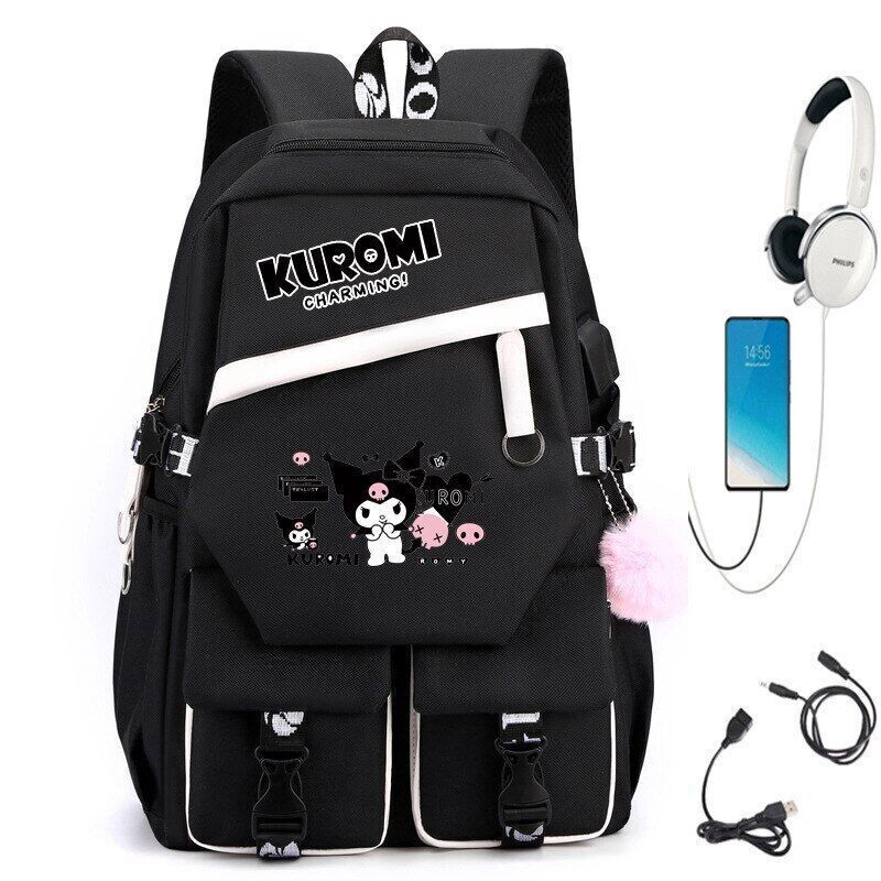 Kuromi Fashion Backpack Shoulder Bags School Students Bags Cinnamoroll Backpacks