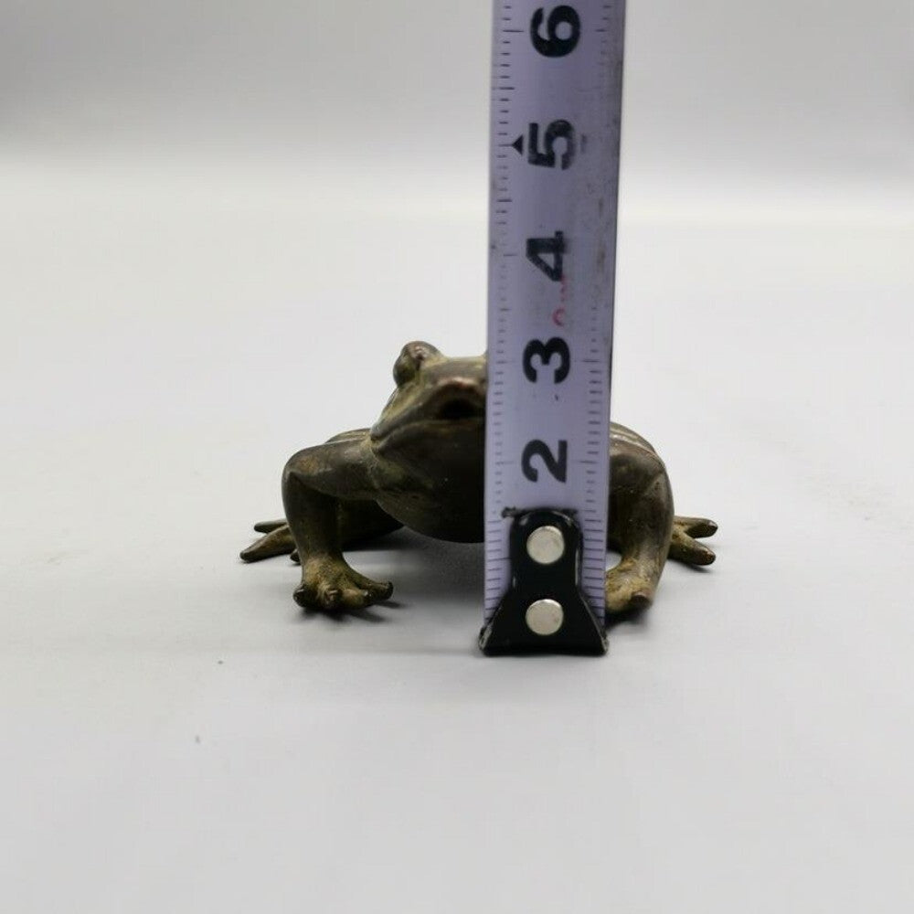 Old Chinese Bronze Copper Handmade Frog Wealth Statue