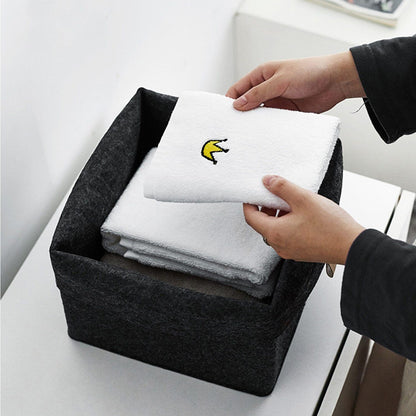 1pc Living Room Tea Table Gray Sundries Storage Basket Cloth Felt Storage Box