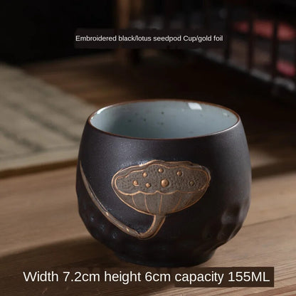 Kung Fu Tea Cup Single Cup Ceramic Master Cup Teacup Handmade Cool Vintage Coars