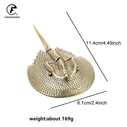 Solid Brass Living fossil Tri-spine Horseshoe Crab Miniature Figurines Animal