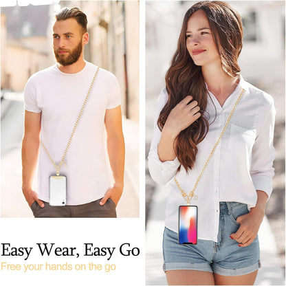 Cell Phone Lanyard Crossbody for Women,Gold Phone Strap Crossbody Set,Metal Phon