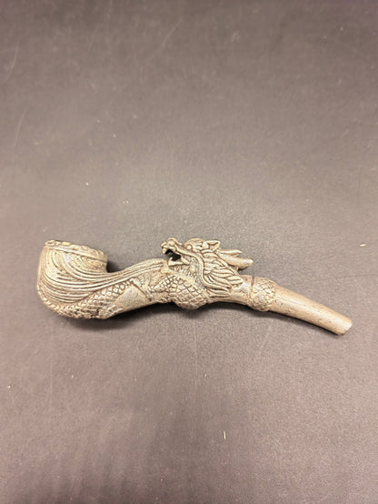 Chinese Collectible Hand-Carved Dragon Retro Tibetan Silver Tobacco Pipe