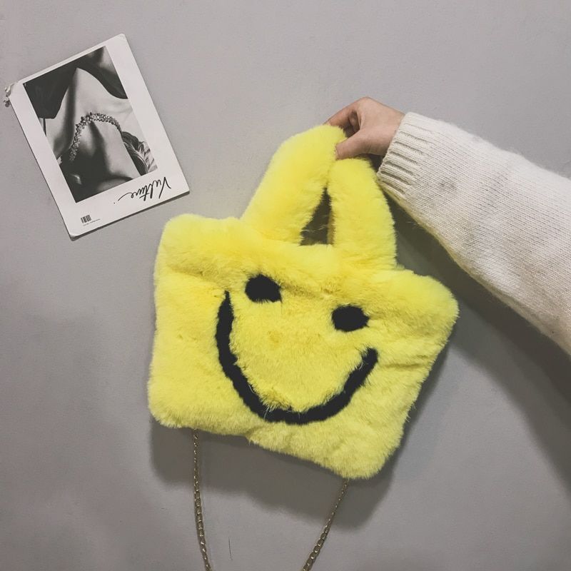 Women Smiley Handbag Buckle Shoulder Bag Soft Party Little Tote Purse Crossbody