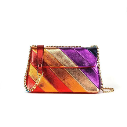 Good Quality Summer Rainbow Crossbody Bag Metallic Strip Shoulder Bag 27*9*17 CM