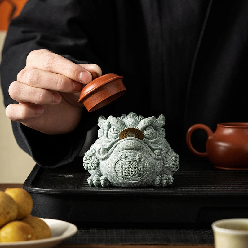 Chinese Stone Tea Pet Ornaments Toad Tea Figurine Sculpture Teaware Accessorie