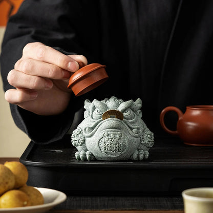 Chinese Stone Tea Pet Ornaments Toad Tea Figurine Sculpture Teaware Accessorie
