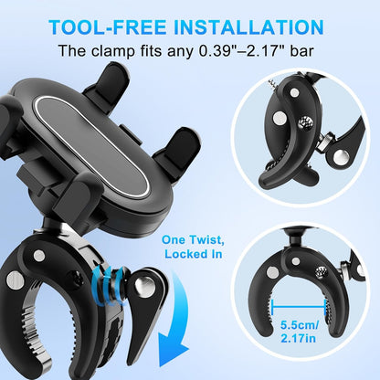Stroller Phone Holder, Universal Handlebar Phone Mount with 360° Rotation for Go
