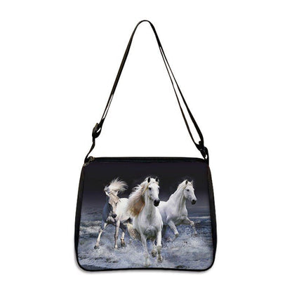 Horse Print Handbag Canvas Shoulder Bag Messenger Bags Travel Crossbody Nylon