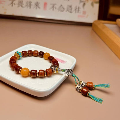 Tibetan Bracelet Men Prayer Beads Horn Copper Wrist Mala