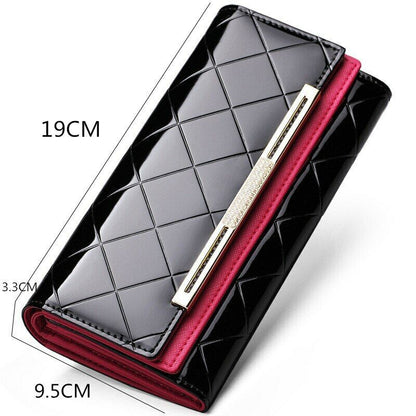 Women's Wallets Cash Clip Leather Billfold Handbag Ladies Purse Long Card Clamps