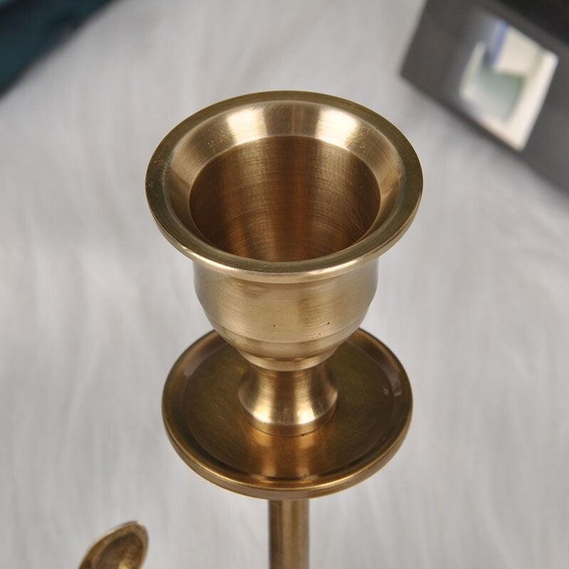 Brass Mouse Reading Book Candlestick Art Decor Style Candle Holder