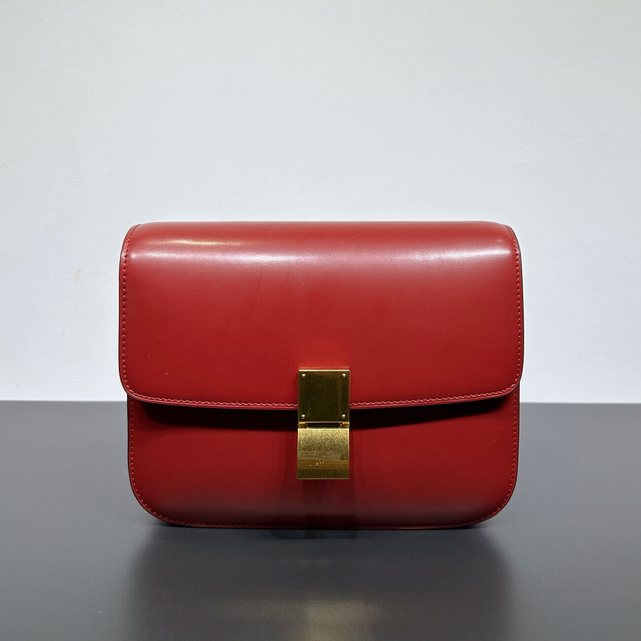 20/24cm Real Leather Small Flap Purse Clutch Box Shoulder Bag Crossbody Handbag