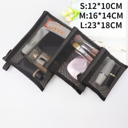 Transparent Mesh Cosmetic Bag Travel Zipper Makeup Case Organizer Storage Pouch