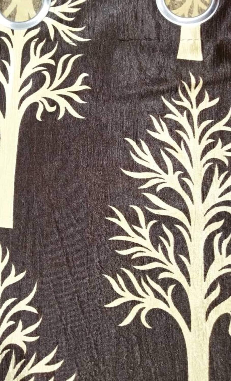 New 2 Pieces Printed Window Curtain Set 5 Feet Brown