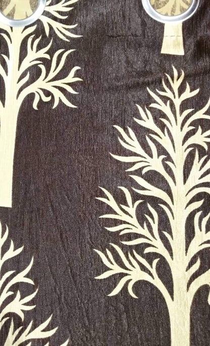 New 2 Pieces Printed Window Curtain Set 5 Feet Brown