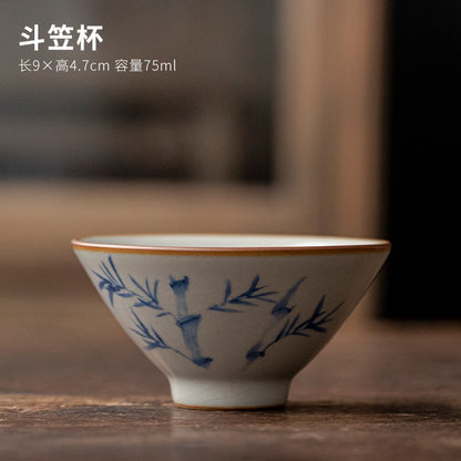 1pc Ru Kiln Teacup Master Cup Ceramic Tea Cup Kungfu Tea Set
