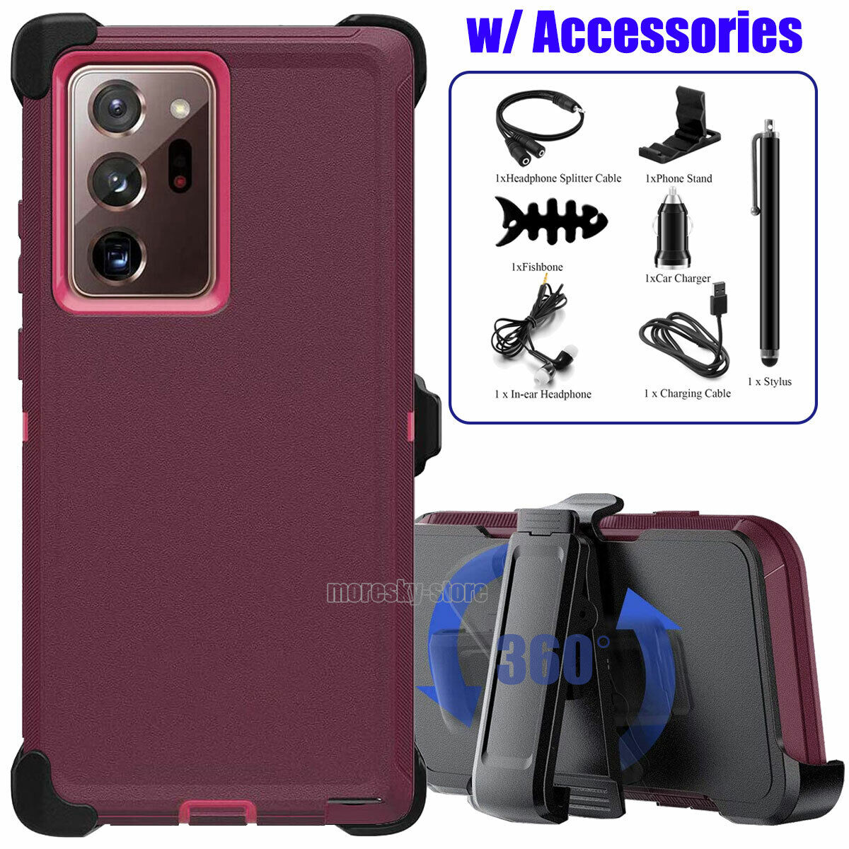 For Samsung Galaxy Note20 Ultra 5G Belt Holster Case Phone Cover + Accessories
