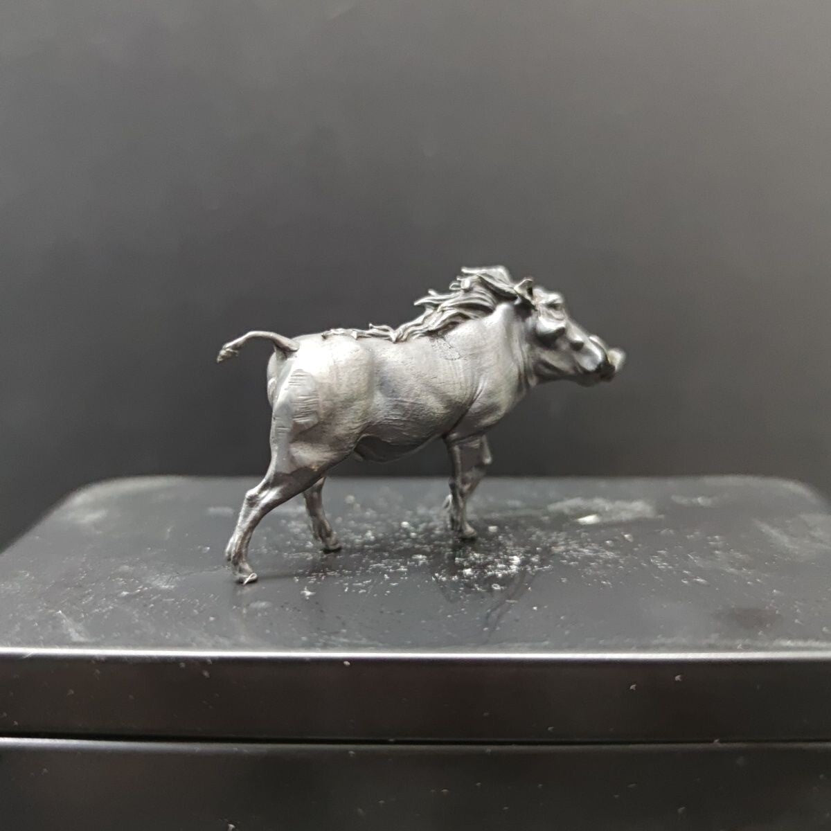 Solid Black Brass Wild Boar Statue Animal Artwork Pig Collection Decor