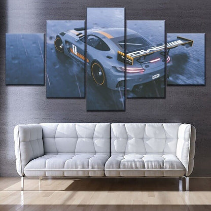 Sports Drift Car 5 Panel Canvas Print Wall Art Poster Home Decoration